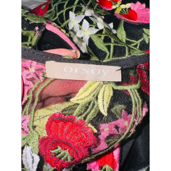 Orsay XS Floral Embroidered Semi Sheer Sleeveless Lined Black Dress Boho - Picture 8 of 15